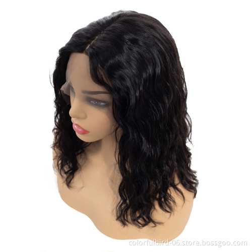 Natural Black Water Wave Wig with 13x4 Closure Transparent HD Lace closure human hair wig Lace Front Wig Peruvian Hair